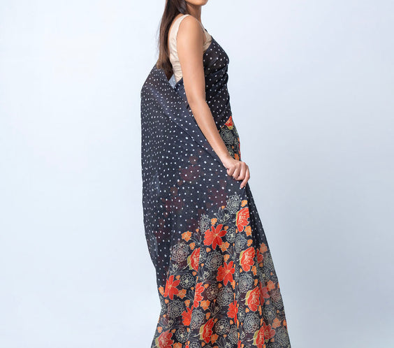 Black Semi Muslin Saree (PS12)