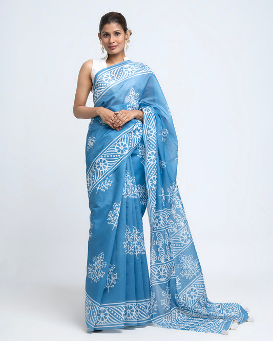 Sky Blue Semi Muslin Saree (SS05)