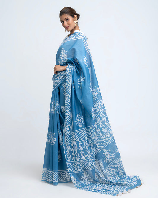 Sky Blue Semi Muslin Saree (SS05)